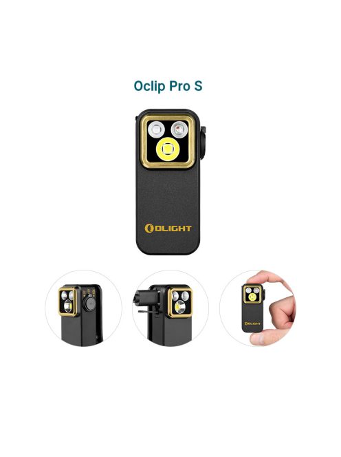 Olight Oclip Pro S csiptetős tölthető zseblámpa, fekete