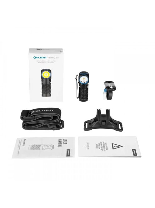 Olight Perun 2 Mini fekete tölthető zseblámpa, hideg fehér fénnyel, fekete